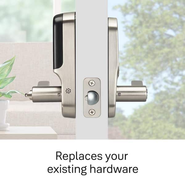 Door Lever Lock with Touchscreen Keypad; Satin Nickel