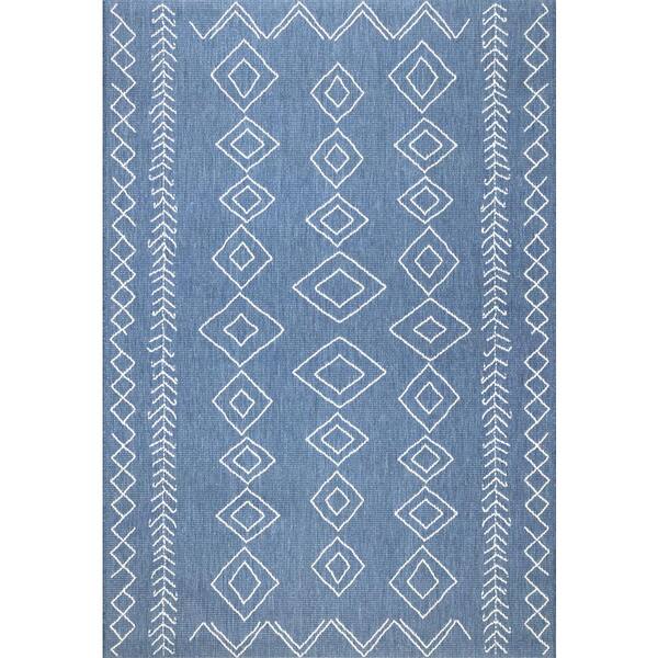 nuLOOM Serna Moroccan Diamonds Blue 3 ft. x 4 ft. Indoor/Outdoor Patio
