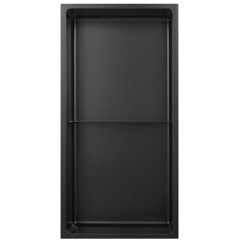 Matte Black Stainless Steel Double Shelf Shower Niche
