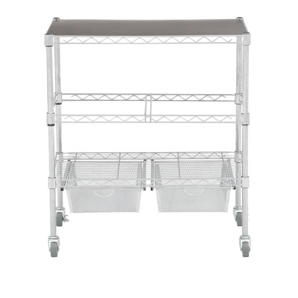 Seville Classics Heavy-Duty File Cart With Storage Drawers