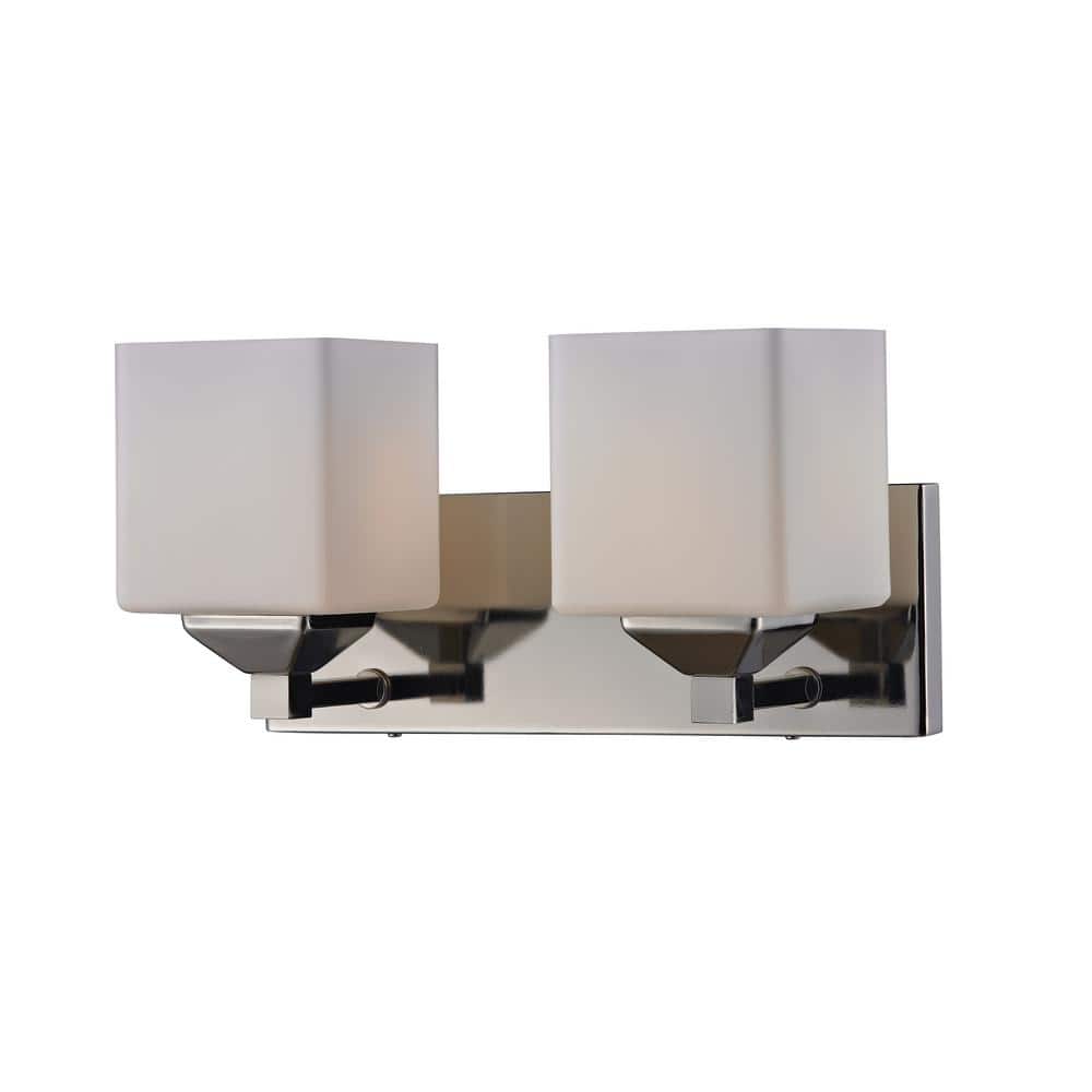 Contemporary Chrome 2-Light Vanity with Matte Opal Shades