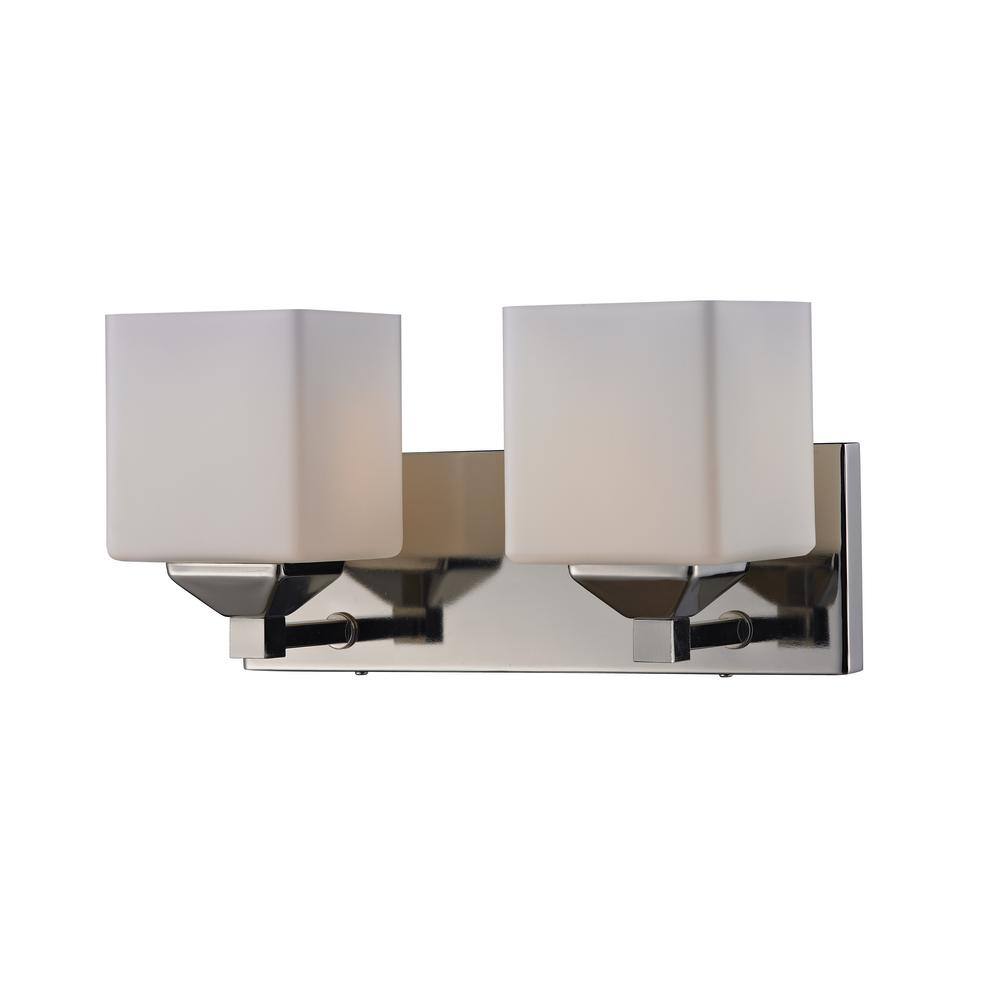Contemporary Chrome 2-Light Vanity with Matte Opal Shades
