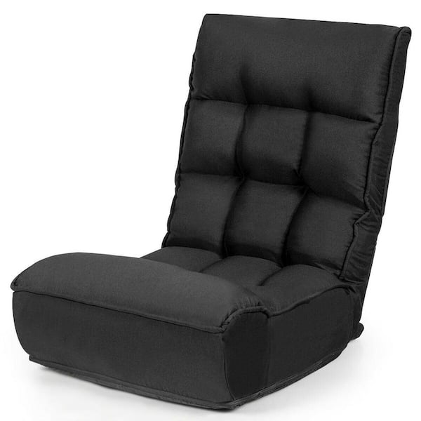 Gymax 17.5 in, W Armless Fabric Straight Adjustable 6-Position Floor Chair  Padded Folding Lazy Sofa Chair Gray GYM07130 - The Home Depot