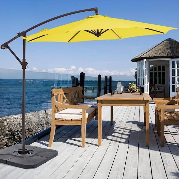 JEAREY 120 in. Innovative Tilt Design Offset Cantilever Umbrella in Yellow