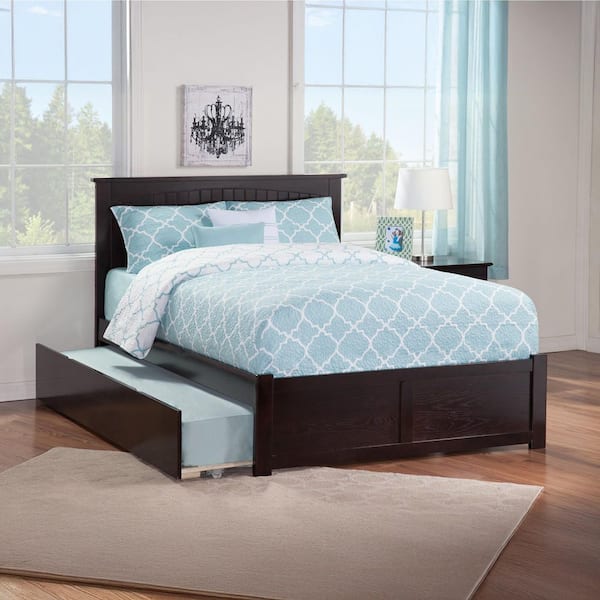 AFI Nantucket Espresso Dark Brown Solid Wood Frame King Platform Bed with Twin XL Trundle and Footboard
