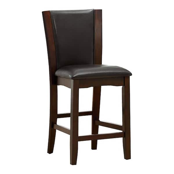 Furniture Of America Hirro Brown Cherry, Black Faux Leather Counter Height Chairs