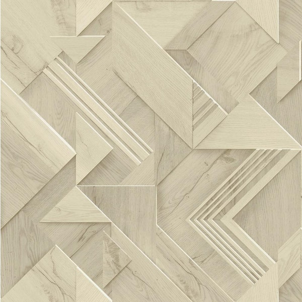 Advantage Cassian Beige Wood Geo Wallpaper Sample