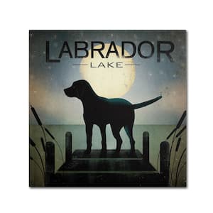 18 in. x 18 in. "Moonrise Black Dog Labrador Lake" by Ryan Fowler Printed Canvas Wall Art