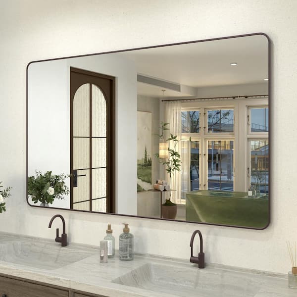 Kielo 60 in. W x 36 in. H Rectangular Framed Wall Bathroom Vanity Mirror in Oil Rubbed Bronze