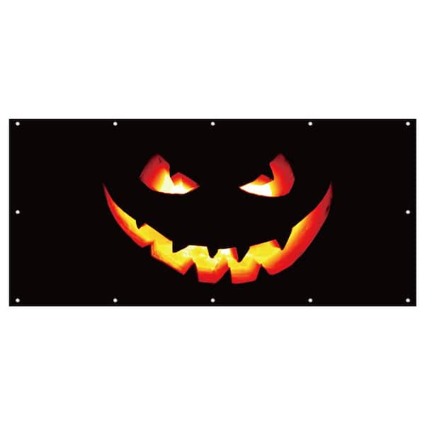 Complete Halloween Party Set w/Large Hanging Backdrop & Rope for Garage Door Wall Outdoor Decorations (6 x 13 ft.)