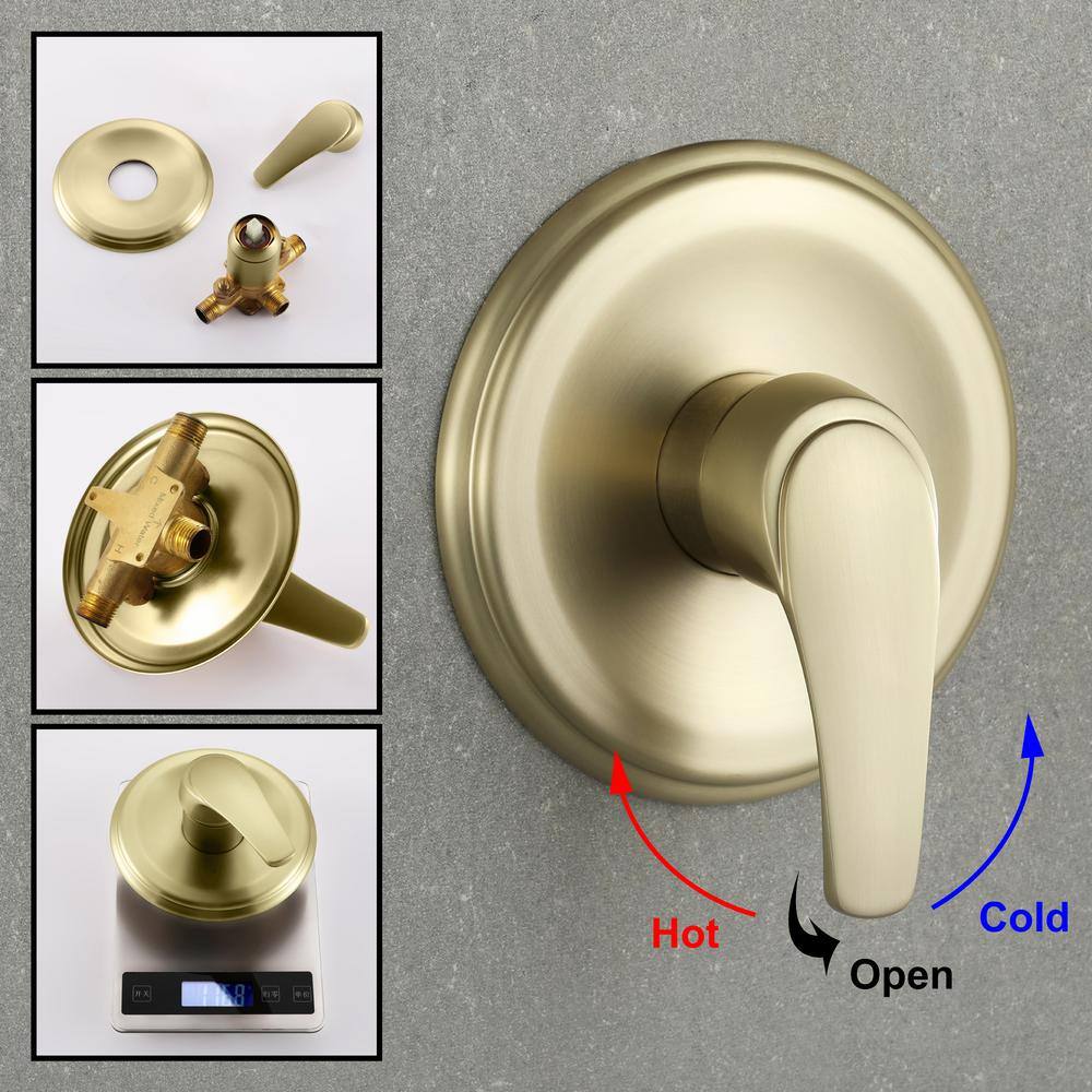 Brushed Gold Wall Mounted Rain Shower Faucet Set