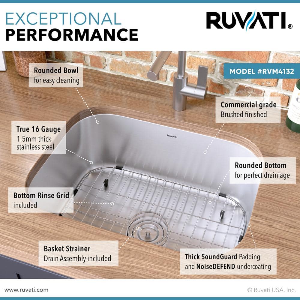 Ruvati 27" Stainless Steel Drop-In Single Bowl Kitchen Sink