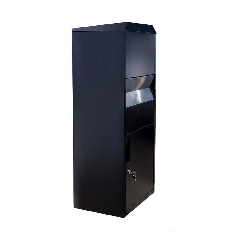 Black and Silver Lockable Steel Parcel Drop Box