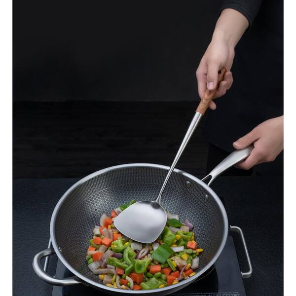 Wudkey Stainless Steel Kitchen Utensil Set with Wooden Handles