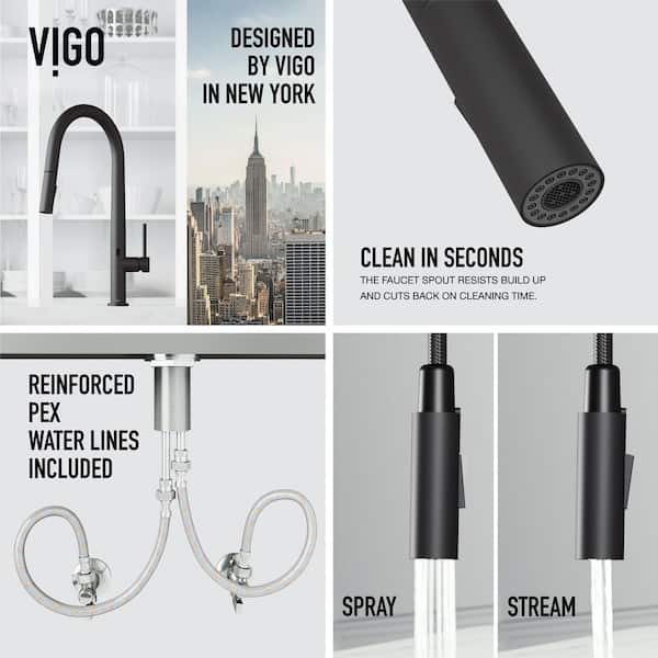 VIGO Greenwich Single-Handle Pull-Down Sprayer Kitchen Faucet with