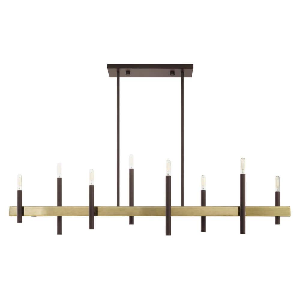 Denmark 8-Light Bronze and Brass Linear Chandelier