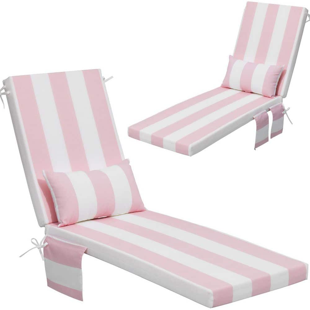 80 in. x 23 in. 2-Piece Outdoor Polyester Patio Chaise Lounge Cushion in Pi