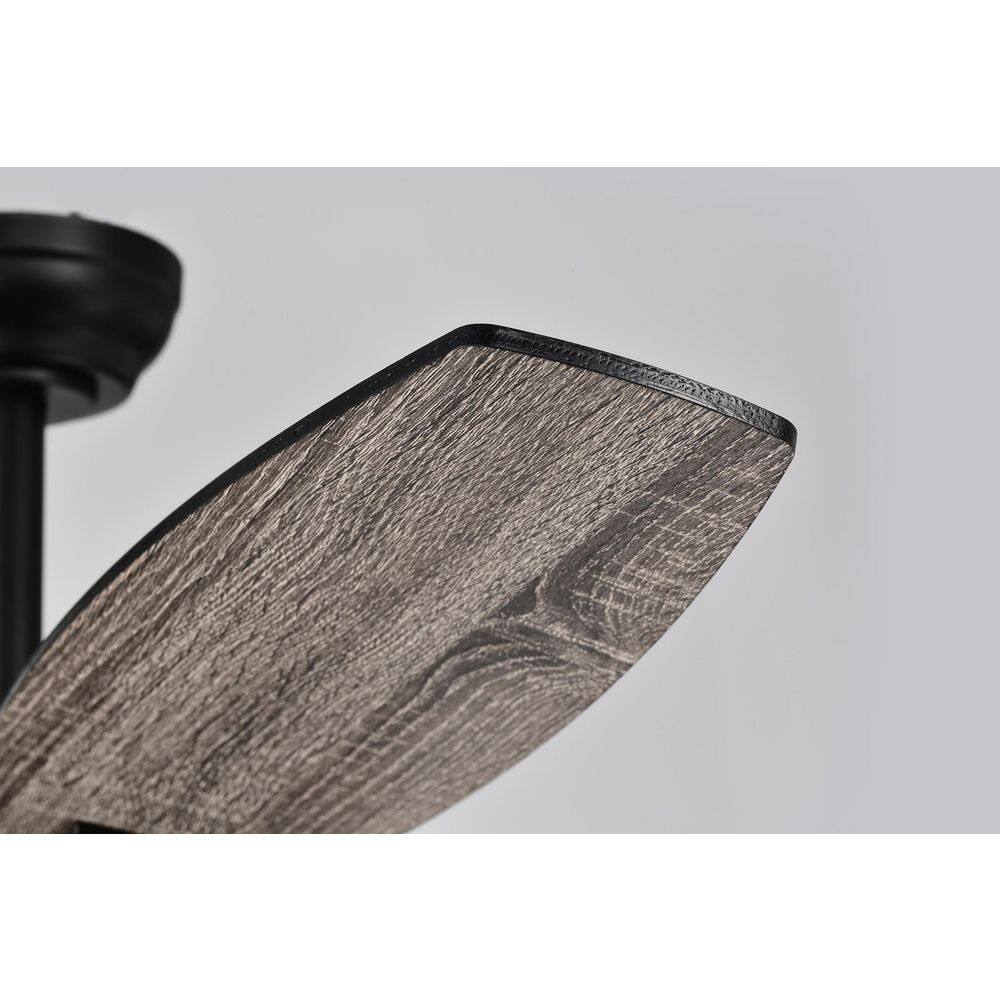 Matte Black 52" Ceiling Fan with Reversible Blades and LED Light