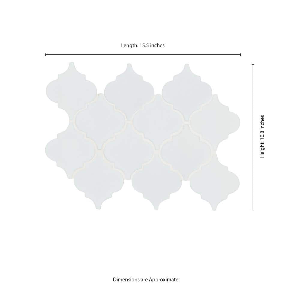 Whisper White Arabesque Ceramic Mosaic Tile Sheet