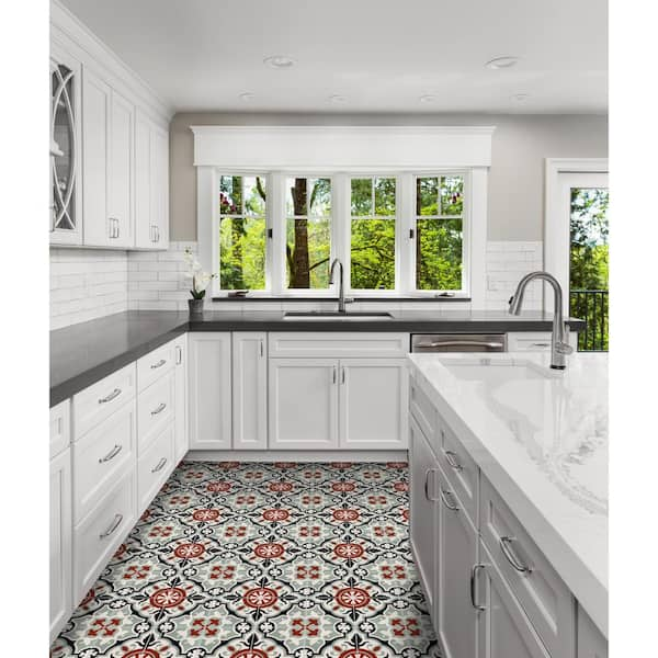 Vienna Bloom Multicolor/Matte 8 in. x 8 in. Cement Handmade Floor and Wall Tile (Box of 8/3.45 sq. ft.)