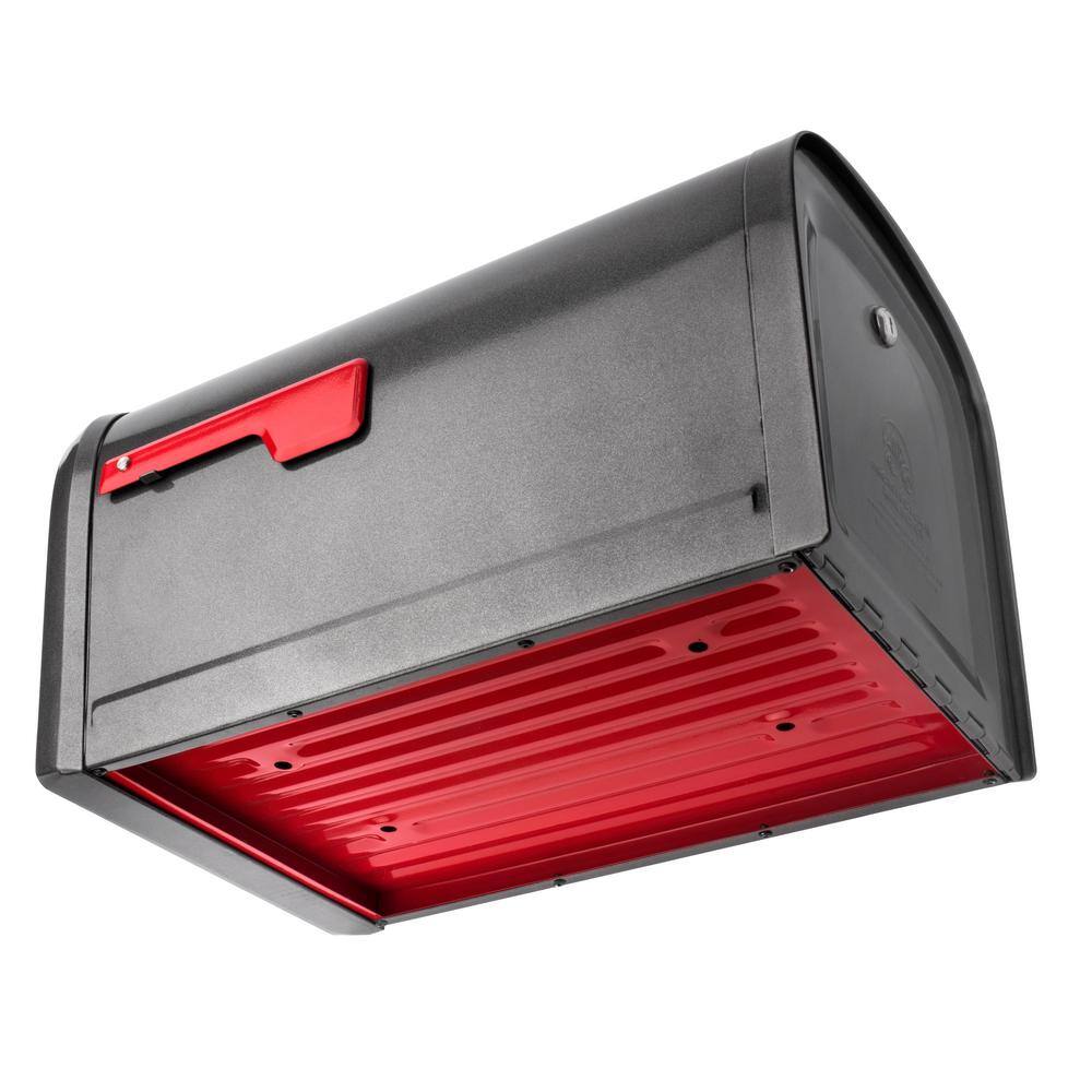 Extra Large Pewter Lockable Steel Post Mount Mailbox