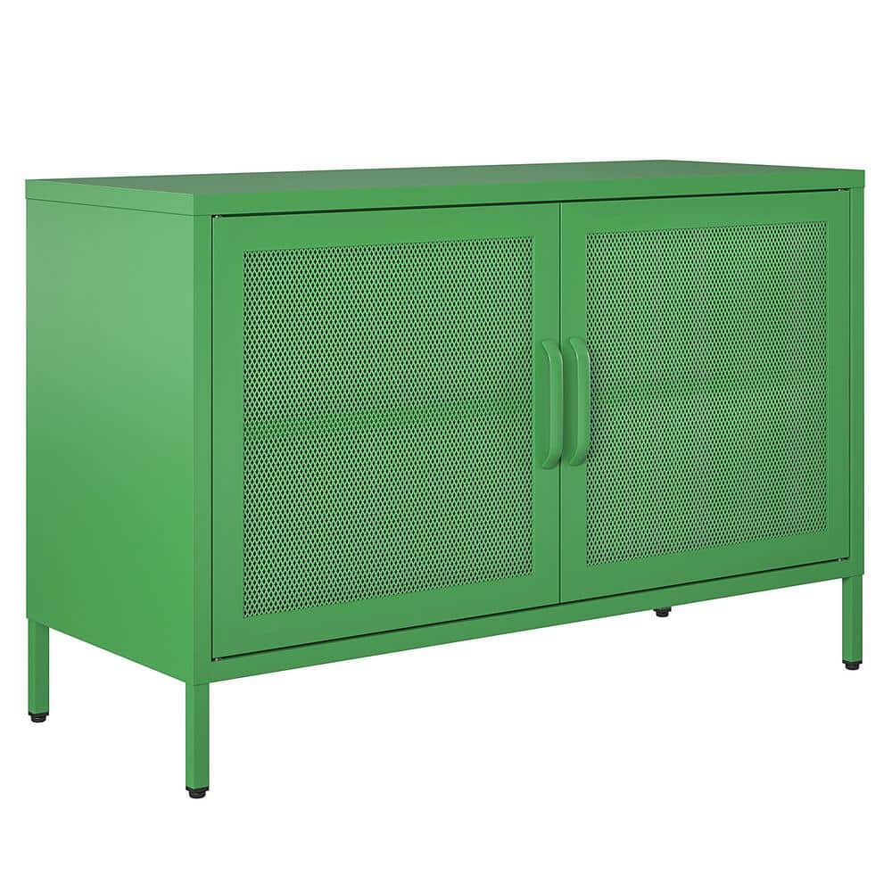 Kelly Green Metal 2 Door Storage Cabinet with Mesh Doors