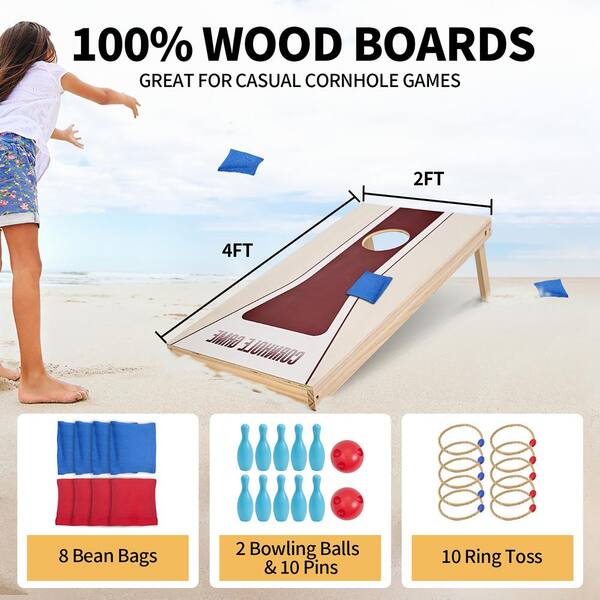 thumbnail image 2 of SEGAWE Portable Cornhole Toss Game Set – Choose 3x2FT Or 4x2FT Boards With 8 Bean Bags And Carry Case 2 of 4