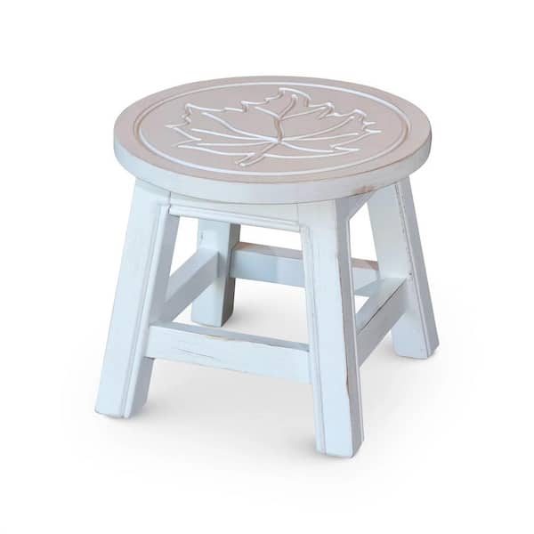 White Wood Garden Stool (1 Piece Set)
