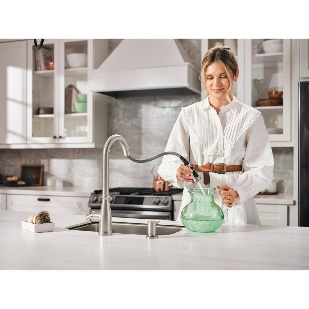 Nolia Spot Resist Stainless Steel High Arc Kitchen Faucet with Pull Down Spray