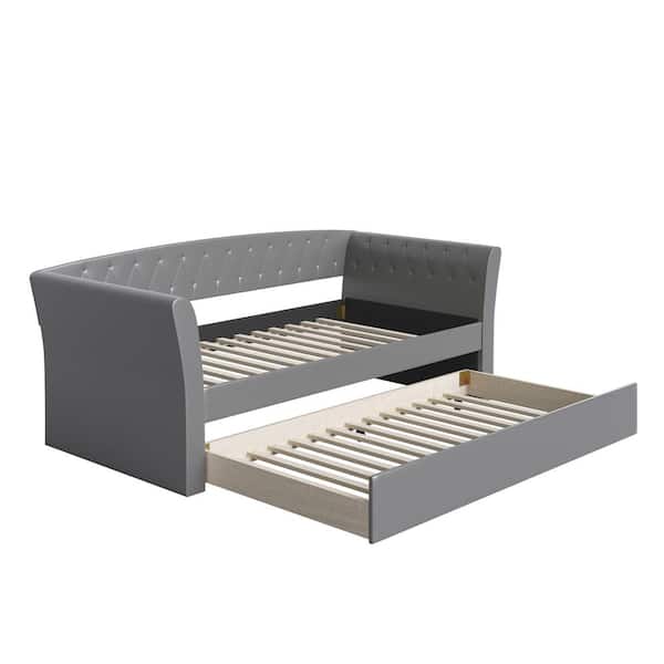 Rest Rite Hester Grey Contemporary, Leather Daybeds With Trundle