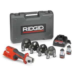RP 241 Compact Inline Press Tool Kit Includes 4 ProPress Jaws (1/2, 3/4, 1, 1-1/4 in.), 2-12V Batteries, Charger + Case