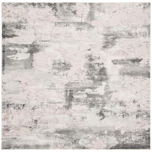 SAFAVIEH Vogue Beige/Charcoal 7 ft. x 7 ft. Square Abstract Distressed Area Rug