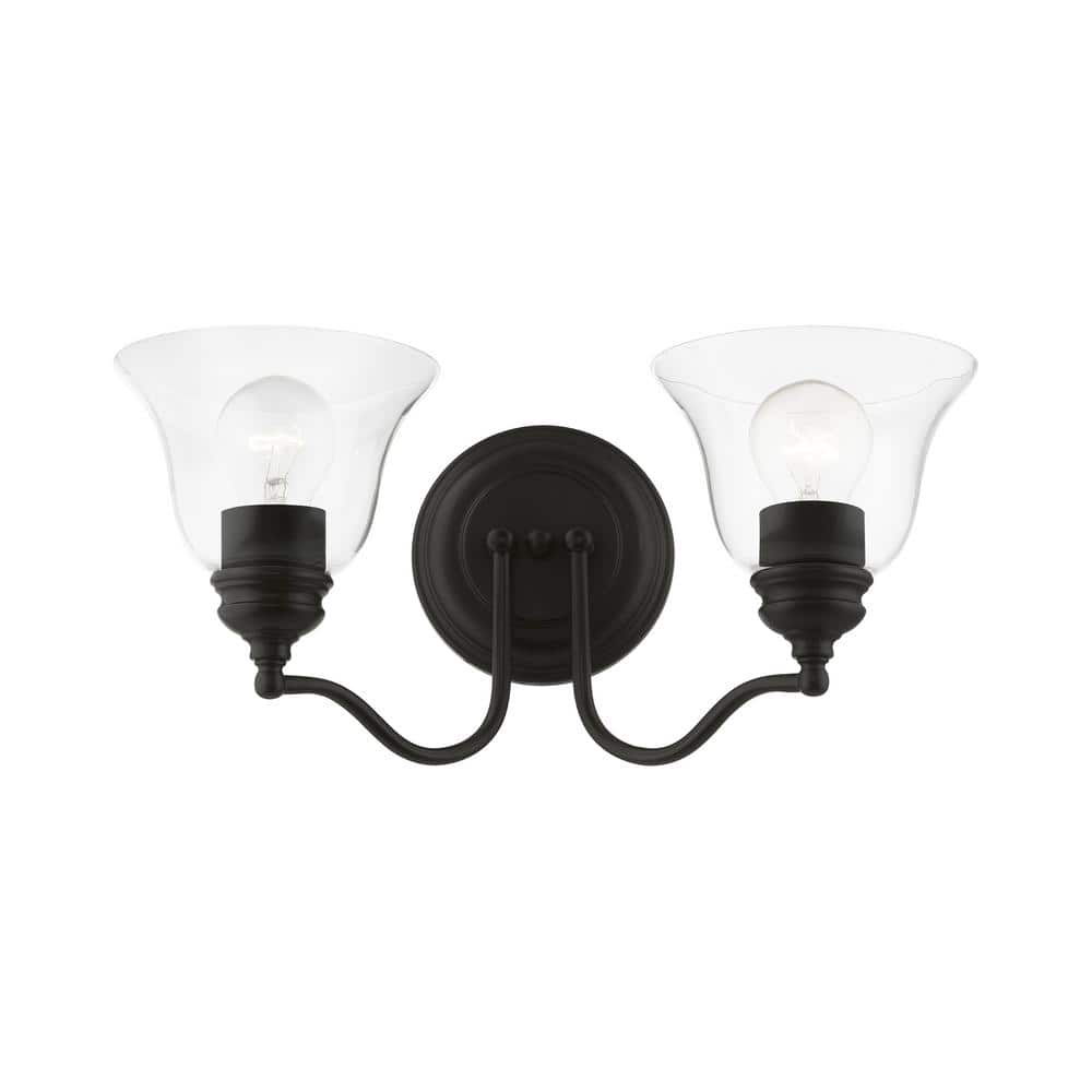 Black Hand Blown Glass 2-Light Vanity Sconce