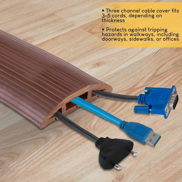 Stalwart NNGSR107 4 ft. 3-Channel Floor Cord Protector in Brown