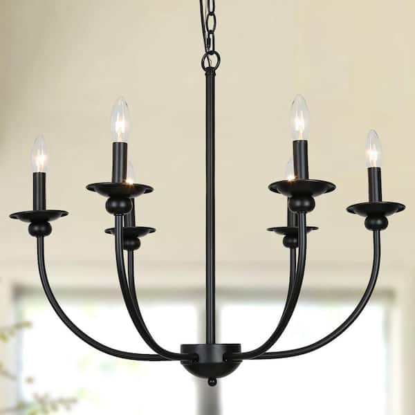 LNC Modern Black Chandelier, Farmhouse 6-Light Candlestick Pendant Light for Kitchen Dining & Living Room (Upgraded Version)