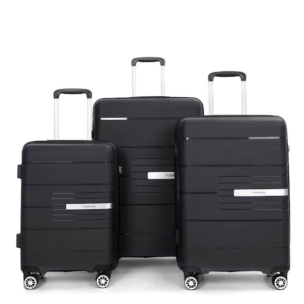 Hardshell Suitcase 3-Piece PP Luggage Set with TSA Lock LUG1206-BK ...