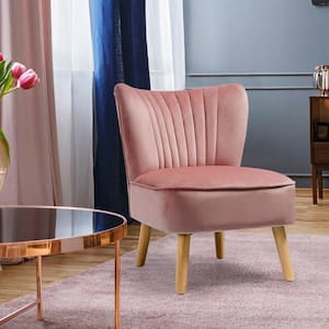 Modern Accent Armless Chair Modern Velvet Fabric Leisure Chair in Pink