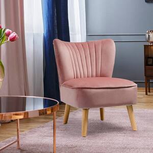 Modern Accent Armless Chair Modern Velvet Fabric Leisure Chair in Pink