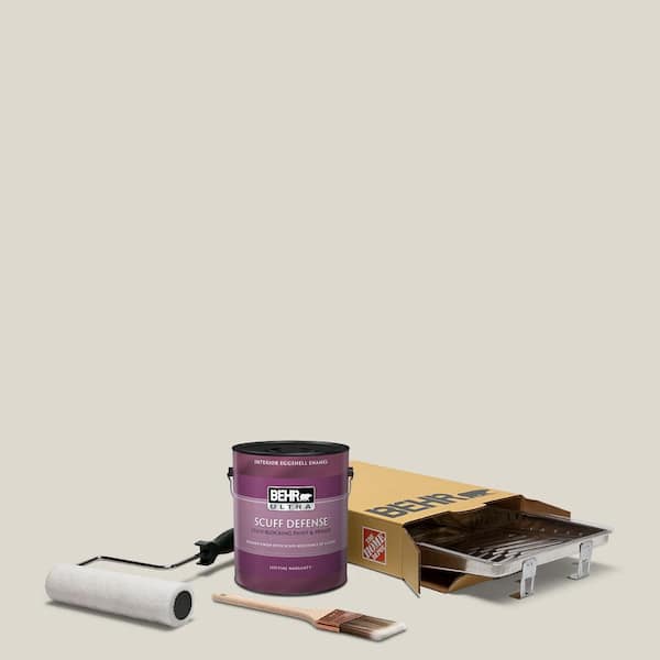 BEHR 1 gal. #N320-1 Campfire Ash Extra Durable Eggshell Enamel Interior Paint and 5-Piece Wooster Set All-in-One Project Kit