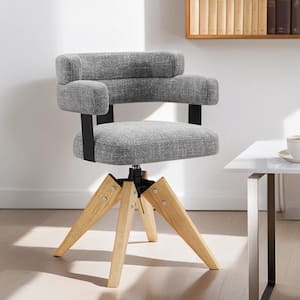 Arthur Gray Fabric Swivel Accent Arm Chair with Wood Legs