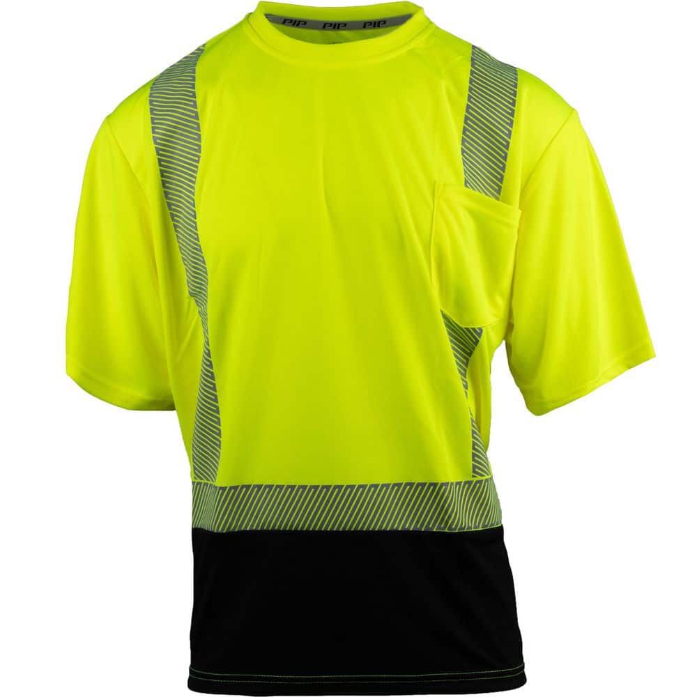 ロンT navy×light yellow 38 1200W-3063-SftyYlBlk-6-