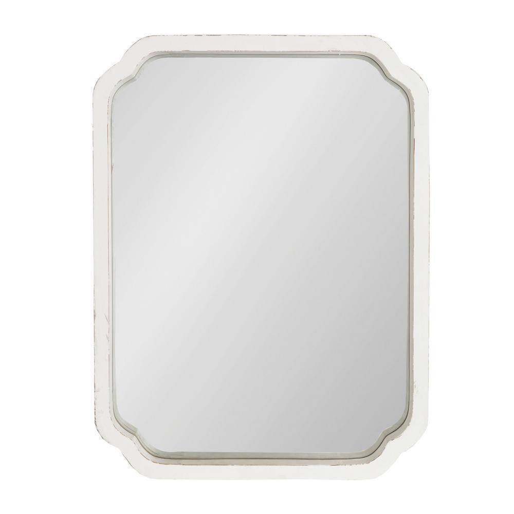 White Rectangular Solid Wood Bathroom Vanity Mirror