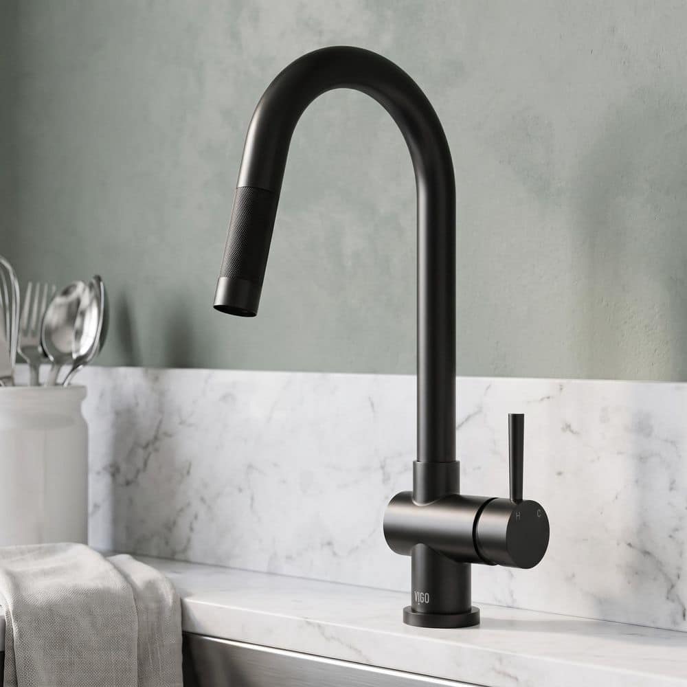 VIGO Gramercy Single Handle Pull-Down Spout Kitchen Faucet in