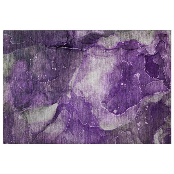 Dream Shag Premium Machine Washable Abstract ADS522 Purple 2 ft. x 3 ft. Accent Rug
