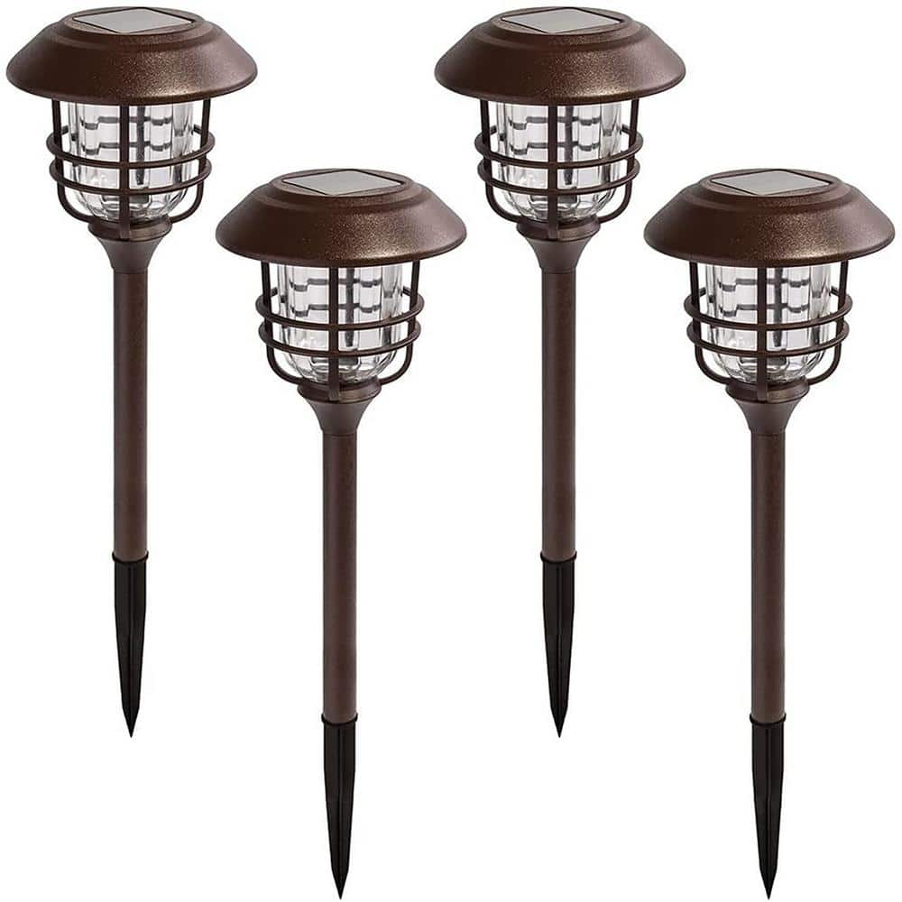 LED Solar Bronze Path Lights with Aluminum Metal Outdoor (4-Pack) -  GIGALUMI, P-L-LY-WH1