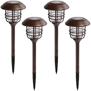 LED Solar Bronze Path Lights with Aluminum Metal Outdoor (4-Pack)
