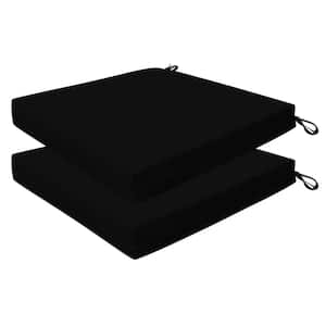 Outdoor 20 in. Square Dining Seat Cushion Sunbrella Canvas Black (Set of 2)