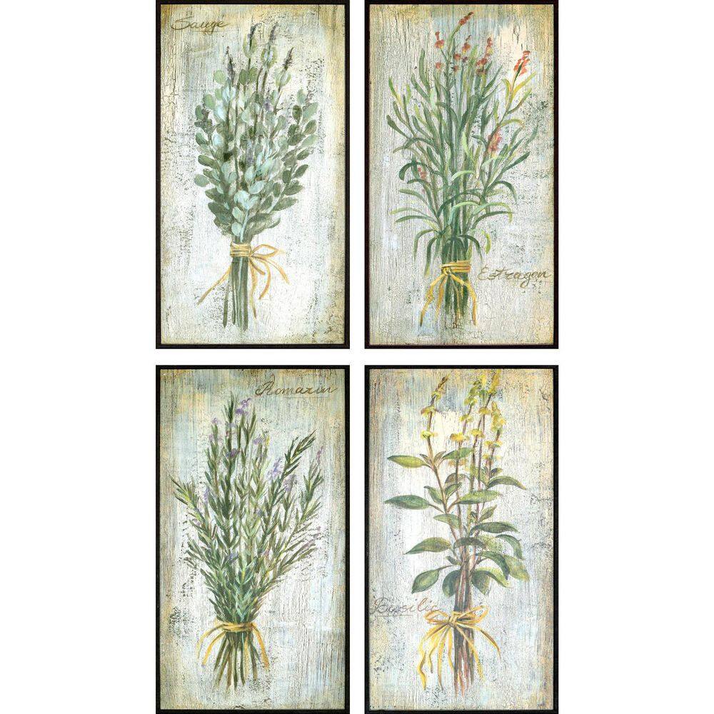 4 Piece Framed Graphic Print Plants & Flowers 25.00 in. x 13.00 in.