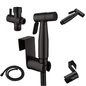 Viki Single-Handle Bidet Faucet with Sprayer Holder, Solid Brass T-Valve Adapter and SUS304 Bidet Hose in Matte Black