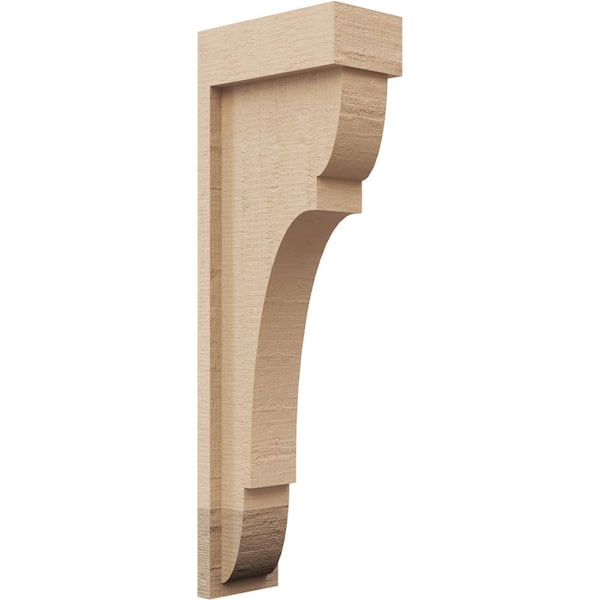 Ekena Millwork 3 in. x 18 in. x 6 in. Thin Bryant Rough Cedar Woodgrain TimberThane Corbel, Primed Tan